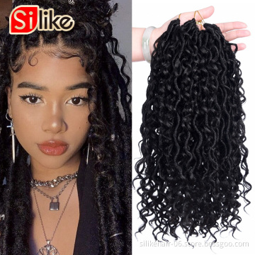Silike 18 inch Goddess Faux Locs Curly Braids Synthetic Boho Crochet Braid Messy Faux Locs Crochet Hair Extensions Bohemian